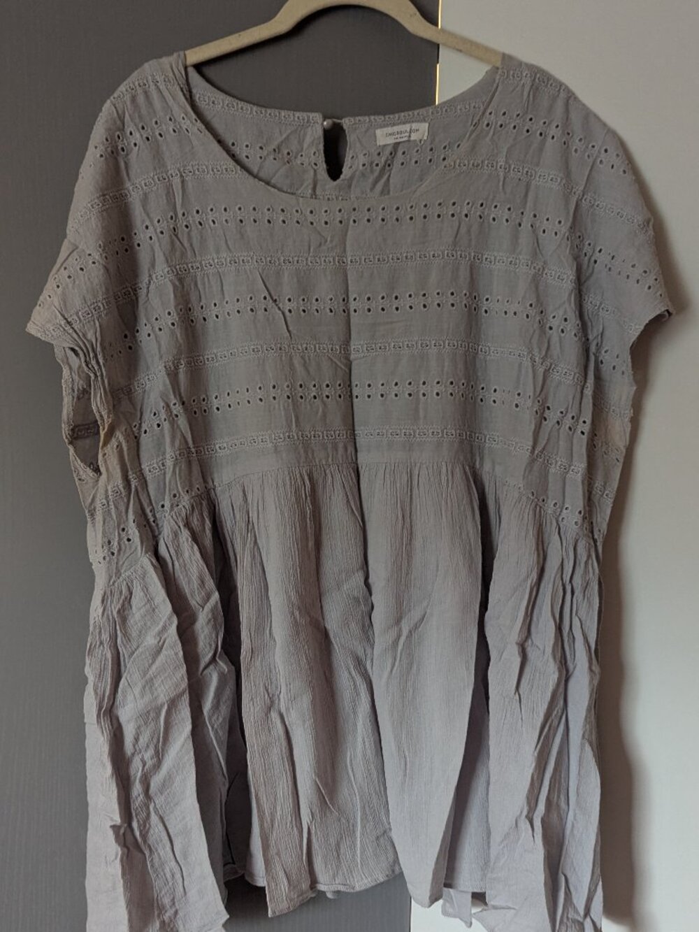 Chic Soul Plus Size Gray Babydoll Eyelet Top Size 3x